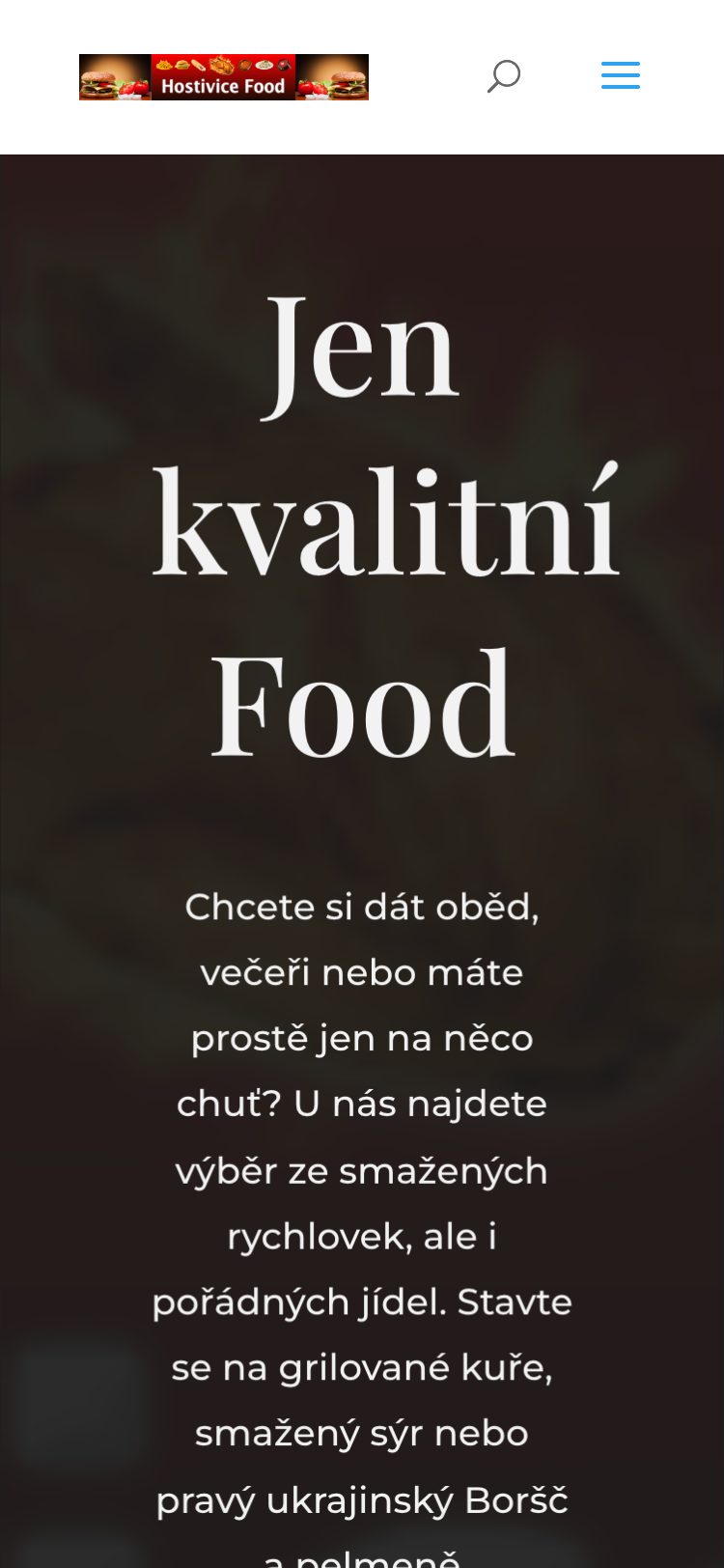 Úvodní část na mobilu po opravách: ztmavení a bílý podnadpis