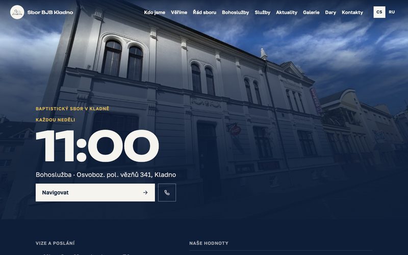 Внешний вид сайта Sbor BJB Kladno